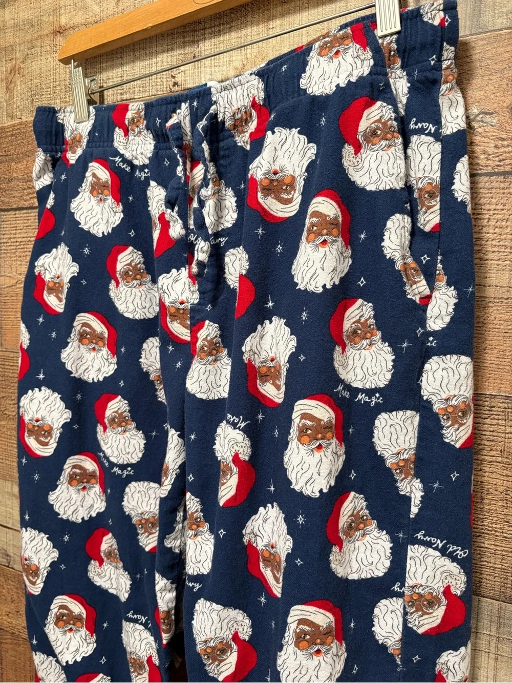 Old Navy Unisex Large Black Santa Christmas Pajama Pants Holiday PJs M025